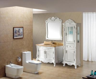 China Traditional European Traditional Style With Sheker Door Bathroom Cabinet Frame Solid Wood White Decorative Mirror for sale