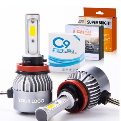 China 12V 38W 16000lm COB chip H11 car small passage lights C9+5 100% canbus led 12% OFF H4 H7 led headlight bulb H4 H7 led headlight bulb for sale