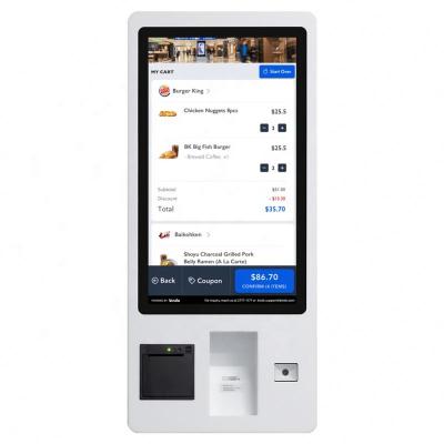 China Touch Screen Window Android Fast Food Self Service Machine Restaurants Bill Payment Indoor Ordering Kiosk for sale