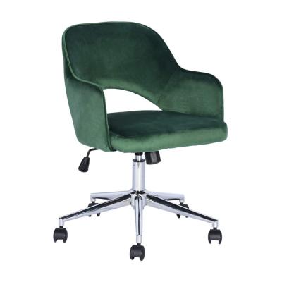 China Adjustable Height (Height) Office Armrests Computer Chair Adjustable Velvet Green With Stainless Steel Base for sale