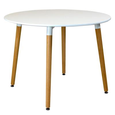 China Mid Century Extendable Round Dining Table MDF Dining Table With Metal Legs Metal Dining Table Set for sale