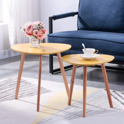 China Wood Place Save Living Room Nesting Tables Easy Assembly Triangle Tea Table Round Corner Bedside Table for sale