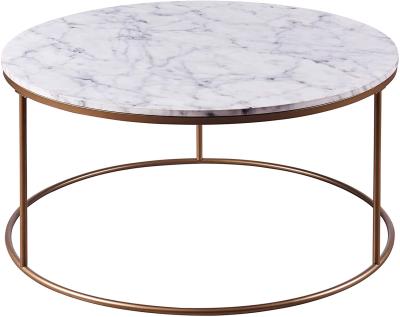 China Other small real marble coffee table gold plated metal round legs coffee table mid century for sale