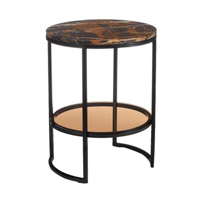 China Other Round End / Side Table with Glass Shelf and Marble Top Table Home Room Coffee Table for sale