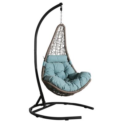 China Leisure Styles Swing Egg Chair With Stand Black Outdoor Garden Outdoor Pendant Hang Single Seat Newborn Adult Swing Chair For Wedding for sale