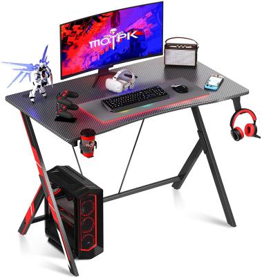 China Backup Place 31 Inch PC Computer Desk, Home Office Office Workstation with Carbon Fiber, Game Table with Earphone Hook and Cup Holder for sale