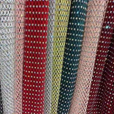 China Viable Factory Direct Selling Hot Supplier Elegant Bling Bling Rhinestones Tulle Embroidery Fabric Lace for Evening Dress or Party for sale