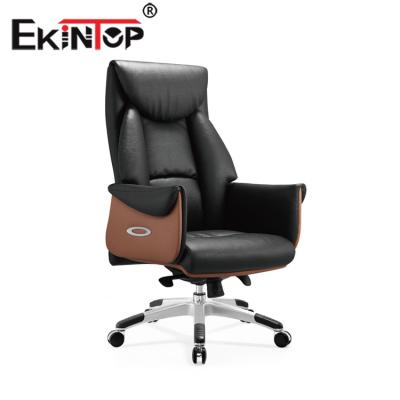 China Revolving Desk Chairs Manufacturer Wholesale Leather Seat Office Chair With PU Caster for sale