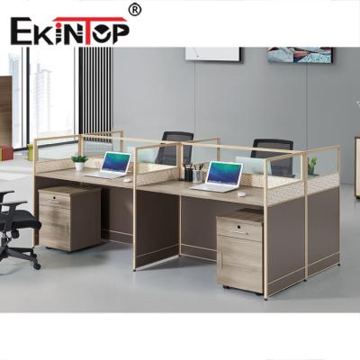 China Ekintop Customizable New Products Wooden Desk Divides Table With Drawers For 4 People for sale