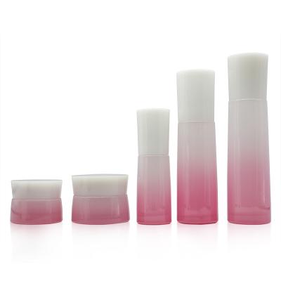 China Customization 100ml 120ml Lotion Pump Bottle Cosmetics Bottle And 50ml Gradient Colored Cream Jar Eco-friendly Recyclable for sale