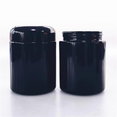 China 50ML 100ML 150ML 200ML 250ML Black UV Glass Jar Eco-friendly Recyclable Dark Violet Cosmetic Bottles Lotion Glass Bottles Cream for sale