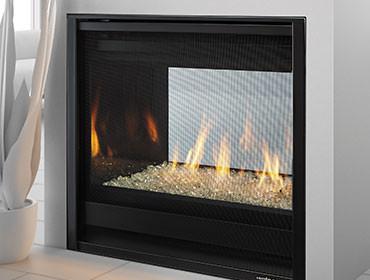 China Double Sided Gas Fireplace 36 Inches / See Through Gas Fireplace Black Grey Color for sale