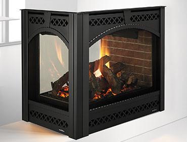 China Contemporary Three Sided Gas Fireplace Direct Vent With Special Corner Design for sale