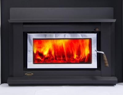 China High Efficiency Wood Fireplace Indoor , Metalick Black Wood Burning Insert Fireplace for sale