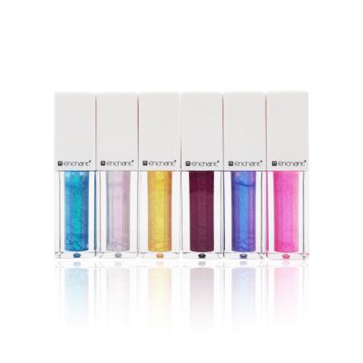 China Waterproof Delight Private Label Lip Gloss Metallic Blue Wands Pigment Too With Metal Logo for sale