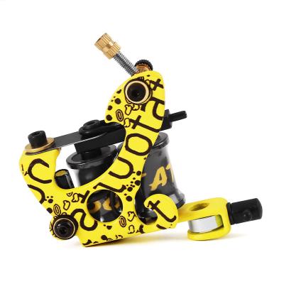 China Hot Sales Permanent Wire Cut 8 Wrap Coils Tattoo Machine For Liner And Shader Color Iron Yellow Tattoo Supplies for sale