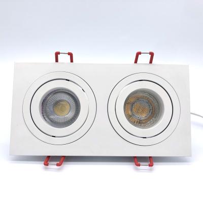 China Modern High Quality Rectangular Mount Double Head Ceiling Light Anti Glare Grill Recessed Cob Led Downlight for sale