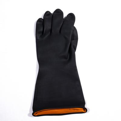 China Durable and Wearable - Durable black latex gloves with orange lining for sale