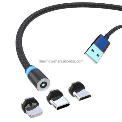 China Wholesale Type-C Micro Usb Mobile Phone 2:4 AM 2m Lightning Fast Charging Braided Usb Power Cable 3 In 1 Usb Magnetic Charging Cable for sale