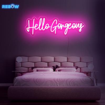 China LANDSCAPE Free Drop Shipping 50cm Electronic Wall 12V Flexible Custom Letters Logo Acrylic Signage Led Light Hello Gorgeous Neon Sign for sale