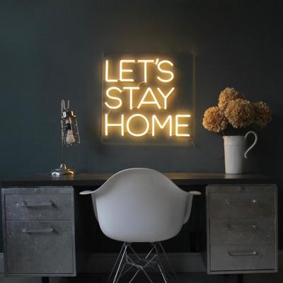 China Free Shipping LANDSCAPE Rebow 50CM 12V 8W 6*12 Flexible Silicone LED Flex Custom LED Sign Electronic Letter Let Us Stay Home Neon Sign for sale