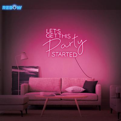 China Free Shipping LANDSCAPE Drop Shipping 50CM Silicone PVC Glass Acrylic Wall Lead Customs Letter Let Us Get This Party Started Neon Sign for sale