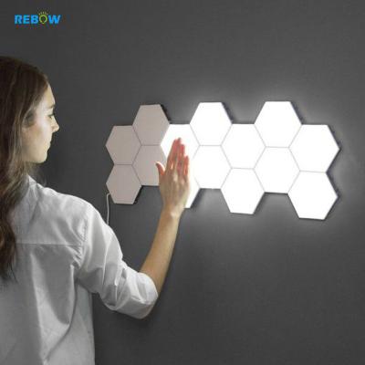 China Dropshipping DIY Hexagon Lights Wall Lamp Quantum Geometry Modern Bulk Blind Modular Assembly RGB LED Night Touch Light for sale