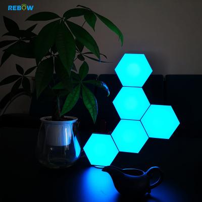 China Dropshipping Diy Smart Quantum Shade Modern Sensitive Hexagon Bulk Lights RGB Led Modular Night Wall Lamp Touch Hexagon Light for sale