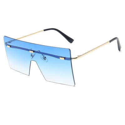 China Hot Sale Metal Frame Rimless Shades Sunglasses Women Oversized Fashion Rimless Sun Glasses UV400 for sale