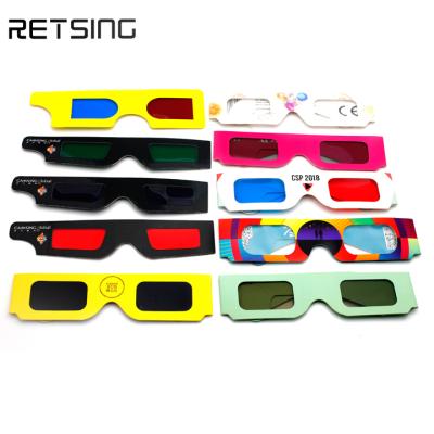 China Best selling PET paper 3d film glass custom logo red blue 3d glasses for sale