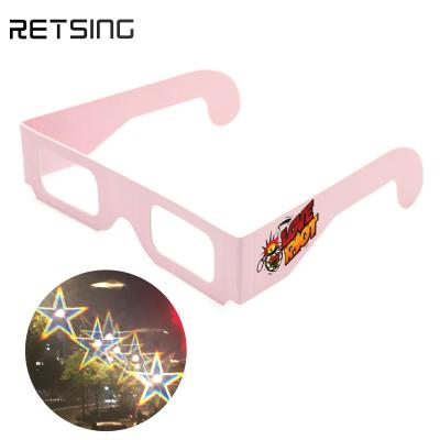 China 2*250g Custom Logo Cheap Paper 3D Glass Promotional Paper 3D Firework Diffraction Glasses Cardboard 2*250g For Sale for sale