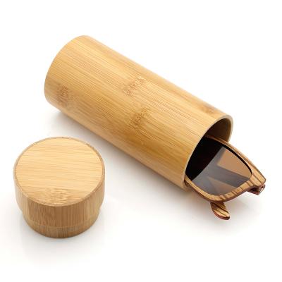 China Contain Custom Box Bamboo Round Tube Glass Sunglasses Glass Sunglasses Case for sale