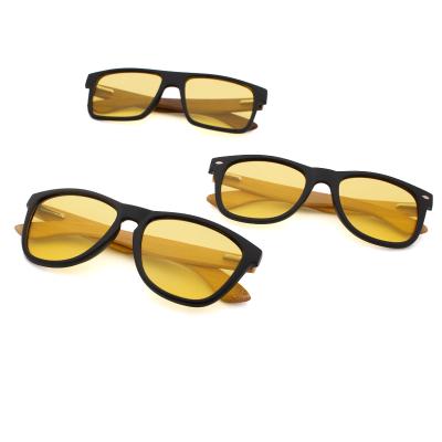 China Fashion Anti UV400 Design High Quality Bamboo Night Driving Glass Night Vision Sunglasses for sale