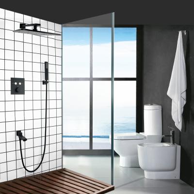 China Hot Sales Matte Black Shower Set Hot Sales Bathroom Sliding Bar Shower System Combo Hand Held Spout Without Spout for sale