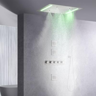 China Barless Swept Modern Shower Set 14 x 20 Inch LED Thermostatic Mist Shower Rainfall System for sale