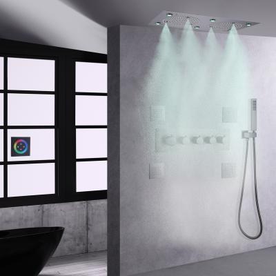 China Gray Shower System 7 Colored Bathroom Slide Bar Thermostatic Rain Mist Rain Mist Shower Mixer SPA Without Gray Shower System for sale