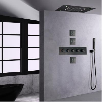 China Slide Bar Free Oil Rubbed Bronze Rain Shower System 14 x 20 Inch High Flow Waterfall Thermostatic Shower for sale