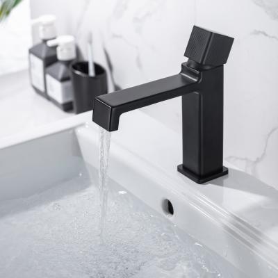 China Matte Black Faucet Health Brass Contemporary Sink Bathroom Basin Faucet Hot And Cold Faucet for sale