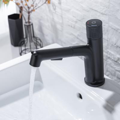 China Hot And Cold Sanitary Ware Sink Matte Black Pull Out Faucet Contemporary Bathroom Basin Faucet Bathroom Faucet for sale