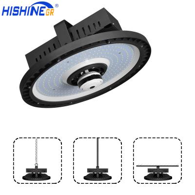 China Warehouse Hishine UL DLC 150w 200w 250w UFO led indoor high bay light dmx dimmable led industrial lights for warehouse factory workshop for sale