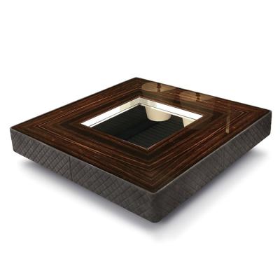 China Gold Modern Luxury Wood Mirror Skin Rectangle Big PANEL Villa Coffee Table for sale