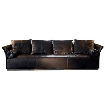 China Metal Base Sofa Genuine Leather Sofa Antique Luxury Hotel Lounge Sectional Living Room Furniture for sale