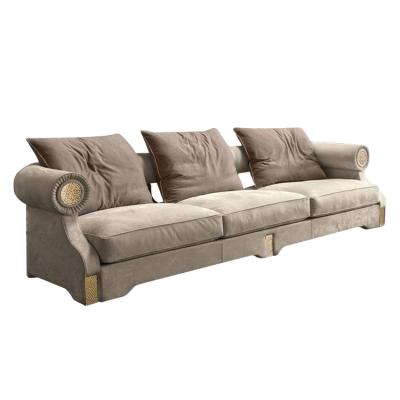 China Sectional Sofa American Luxury Hotel Lobby Living Room Furniture Lounge Couch Frosted Leather Sofa for sale