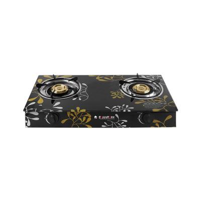 China Household Gas Stove China 2 Burner 0.6mm Tempered Glass Stove Spare Parts Cast Iron Cooker Table Gas Stove for sale