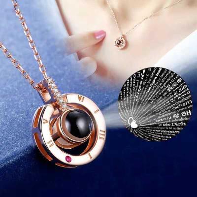 China CLARMER Rose Gold Copper Projection Necklaces CLASSIC Diamond 100 Tongues Necklace Gift Women I Love You for sale