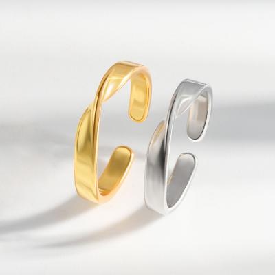 China 2021 New Arrival CLASSIC Simple Irregular Twist CLARMER Gold Adjustable Copper Silver Rings Jewelry Women for sale