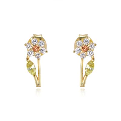 China FASHIONABLE CLARMER 925 Sterling Silver Sweet Zircon Flower Mini Stud Earrings for Women for sale