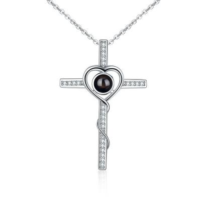 China CLASSIC CLARMER 925 Sterling Silver 100 Languages ​​Love Romantic Projection Pendant Necklaces Women I Love You for sale