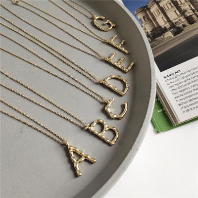 China CLARMER'S Other Wholesale 925 Sterling Silver Necklace Fashion Gold Plated Initial Irregular Letter Charm Pendant Necklace for sale