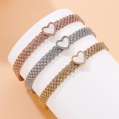 China CLARMER New Arrival CLASSIC Multilayer Stainless Steel Heart Shape Bracelet For Woman for sale